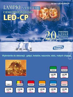 LED4,5V-CP LAMPKI NA BATERIĘ CIENKOPRZEWODOWE LED 
